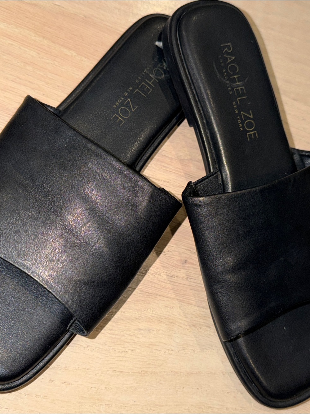 Rachel Zoe Black Leather Slide Mules